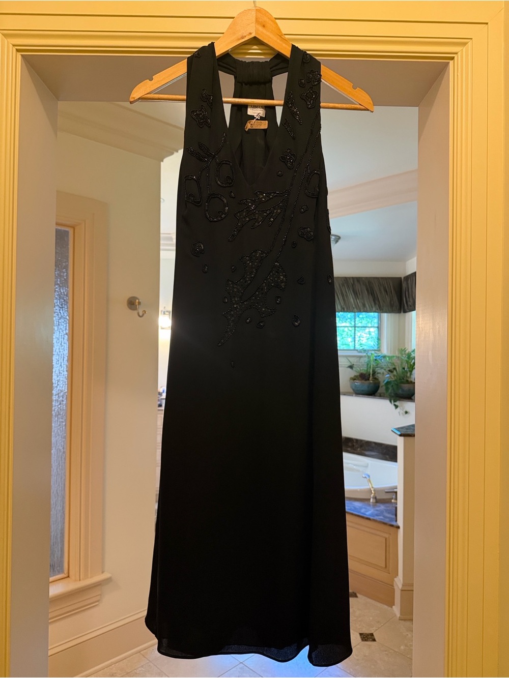 Armani Collezioni Black Beaded Midi Dress